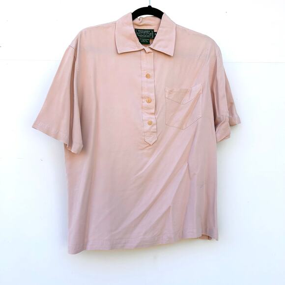 Vintage Ralph Lauren Country Popover Polo T-Shirt Rayon Pink Hong Kong Medium - Picture 2 of 7